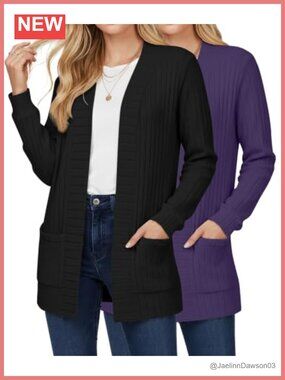 Lightweight Open Front Long Cardigan Sweater with Pockets